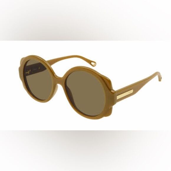 Chloe oversized circular sunglasses in brown (004) CH0120S - Picture 1 of 9
